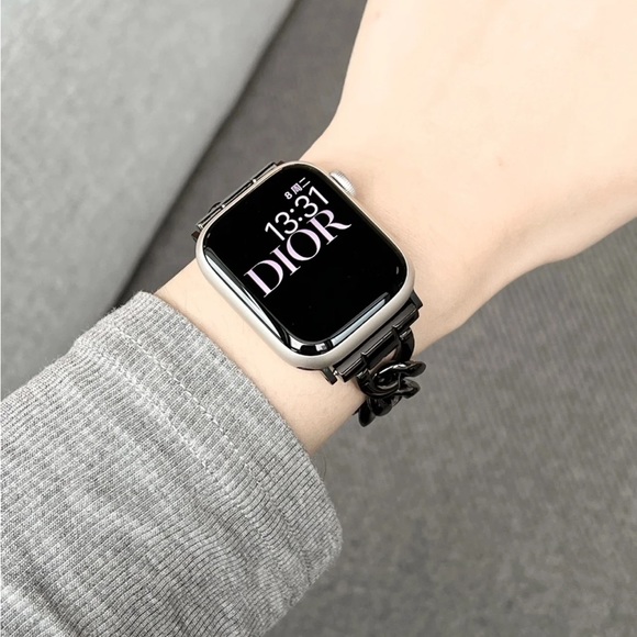 NEW BLACK Adjustable Strap Chain Stainless Band For Apple Watch - Picture 2 of 4